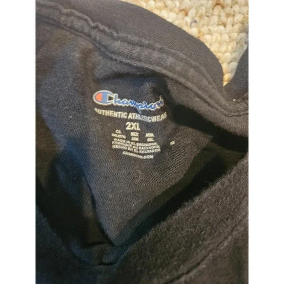 Champion‎ Graphic T Shirt Black Authentic Athleticwear Size 2XL - Picture 5 of 7